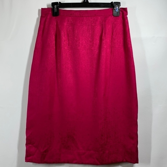 Vibrant Pink 100% Silk MIDI Skirt, 12 - Picture 1 of 7